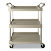 Three-Shelf Service Cart, Plastic, 3 Shelves, 200 Lb Capacity, 18.63" x 33.63" x 37.75", Off-White