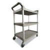 Three-Shelf Service Cart, Plastic, 3 Shelves, 200 Lb Capacity, 18.63" x 33.63" x 37.75", Platinum