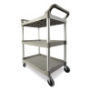 Three-Shelf Service Cart, Plastic, 3 Shelves, 200 Lb Capacity, 18.63" x 33.63" x 37.75", Platinum