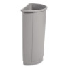 Untouchable Half-Round Plastic Receptacle, 21 Gal, Plastic, Gray
