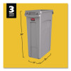 Slim Jim With Venting Channels, 23 Gal, Plastic, Gray