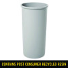 Untouchable Large Plastic Round Waste Receptacle, 22 Gal, Plastic, Gray