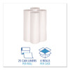 Low-Density Waste Can Liners, 60 Gal, 0.6 Mil, 38" x 58", White, Perforated Roll, 25 Bags/Roll, 4 Rolls/Carton