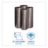 Low-Density Waste Can Liners, 60 Gal, 0.65 Mil, 38" x 58", Black, Perforated Roll, 25 Bags/Roll, 4 Rolls/Carton
