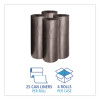Low-Density Waste Can Liners, 60 Gal, 0.65 Mil, 38" x 58", Black, Perforated Roll, 25 Bags/Roll, 4 Rolls/Carton