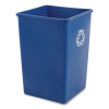 Square Recycling Container, 35 Gal, Plastic, Blue