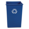 Square Recycling Container, 35 Gal, Plastic, Blue