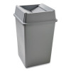 Untouchable Square Waste Receptacle, 35 Gal, Plastic, Gray