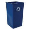 Square Recycling Container, 50 Gal, Plastic, Blue