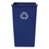 Square Recycling Container, 50 Gal, Plastic, Blue