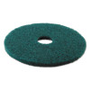 Heavy-Duty Scrubbing Floor Pads, 13" Diameter, Green, 5/Carton