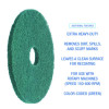Heavy-Duty Scrubbing Floor Pads, 13" Diameter, Green, 5/Carton