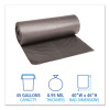 Low-Density Waste Can Liners, 45 Gal, 0.95 Mil, 40" x 46", Gray, Perforated Roll, 25 Bags/Roll, 4 Rolls/Carton
