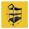 Xtra Utility Cart With Open Sides, Plastic, 3 Shelves, 300 Lb Capacity, 40.63" x 20" x 37.81", Black