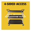 Xtra Utility Cart With Open Sides, Plastic, 3 Shelves, 300 Lb Capacity, 40.63" x 20" x 37.81", Black