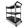 Xtra Utility Cart With Open Sides, Plastic, 3 Shelves, 300 Lb Capacity, 40.63" x 20" x 37.81", Black