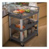 Xtra Utility Cart With Open Sides, Plastic, 3 Shelves, 300 Lb Capacity, 40.63" x 20" x 37.81", Black
