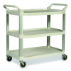 Xtra Utility Cart With Open Sides, Plastic, 3 Shelves, 300 Lb Capacity, 40.63" x 20" x 37.81", Off-White