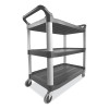 Xtra Utility Cart With Open Sides, Plastic, 3 Shelves, 300 Lb Capacity, 20" x 40.63" x 37.8", Gray