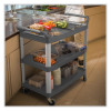 Xtra Utility Cart With Open Sides, Plastic, 3 Shelves, 300 Lb Capacity, 20" x 40.63" x 37.8", Gray
