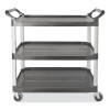 Xtra Utility Cart With Open Sides, Plastic, 3 Shelves, 300 Lb Capacity, 20" x 40.63" x 37.8", Gray