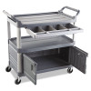 Xtra Instrument Cart With Locking Storage Area, Plastic, 3 Shelves, 300 Lb Capacity, 20" x 40.63" x 37.8", Gray