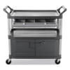 Xtra Instrument Cart With Locking Storage Area, Plastic, 3 Shelves, 300 Lb Capacity, 20" x 40.63" x 37.8", Gray
