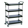 Xtra Utility Cart With Open Sides, Plastic, 4 Shelves, 400 Lb Capacity, 40.63" x 20" x 51", Black