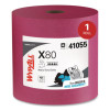 Power Clean X80 Heavy Duty Cloths, Jumbo Roll, Perforated,12.4 x 12.2, Red, 455 Wipers/Roll