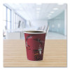 Paper Hot Drink Cups In Bistro Design, 12 Oz, Maroon, 50/Pack