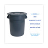 Round Waste Receptacle, 44 Gal, Plastic, Gray