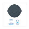 Lids For 44 Gal Waste Receptacles, Flat-Top, Round, Plastic Gray