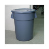 Lids For 44 Gal Waste Receptacles, Flat-Top, Round, Plastic Gray