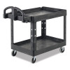 Brute Heavy-Duty Utility Cart With Lipped Shelves, Plastic, 2 Shelves, 500 Lb Capacity, 17.13" x 38.5" x 38.88", Black