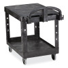 Flat Shelf Utility Cart, Plastic, 2 Shelves, 500 Lb Capacity, 19.19" x 37.88" x 33.33", Black