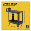 Flat Shelf Utility Cart, Plastic, 2 Shelves, 500 Lb Capacity, 19.19" x 37.88" x 33.33", Black