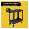 Flat Shelf Utility Cart, Plastic, 2 Shelves, 500 Lb Capacity, 19.19" x 37.88" x 33.33", Black
