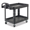 Brute Heavy-Duty Utility Cart With Lipped Shelves, Plastic, 2 Shelves, 500 Lb Capacity, 25.88" x 45.25" x 37.13", Black