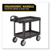 Brute Heavy-Duty Utility Cart With Lipped Shelves, Plastic, 2 Shelves, 500 Lb Capacity, 25.88" x 45.25" x 37.13", Black