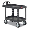 Brute Heavy-Duty Utility Cart With Lipped Shelves, Plastic, 2 Shelves, 500 Lb Capacity, 25.88" x 45.25" x 37.13", Black