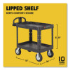 Brute Heavy-Duty Utility Cart With Lipped Shelves, Plastic, 2 Shelves, 500 Lb Capacity, 25.88" x 45.25" x 37.13", Black