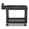Brute Heavy-Duty Utility Cart With Lipped Shelves, Plastic, 2 Shelves, 500 Lb Capacity, 25.88" x 45.25" x 37.13", Black