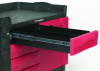 Trademaster Cart With One Door, Plastic, 3 Shelves, 4 Drawers, 750 Lb Capacity, 26.25" x 49" x 38", Black