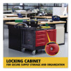 Trademaster Cart With One Door, Plastic, 3 Shelves, 4 Drawers, 750 Lb Capacity, 26.25" x 49" x 38", Black