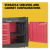Trademaster Cart With One Door, Plastic, 3 Shelves, 4 Drawers, 750 Lb Capacity, 26.25" x 49" x 38", Black