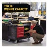 Trademaster Cart With One Door, Plastic, 3 Shelves, 4 Drawers, 750 Lb Capacity, 26.25" x 49" x 38", Black