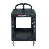 Heavy-Duty Utility Cart With Flat Shelves, Plastic, 2 Shelves, 500 Lb Capacity, 25.25" x 54" x 36", Black
