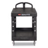 Heavy-Duty Utility Cart With Flat Shelves, Plastic, 2 Shelves, 500 Lb Capacity, 25.25" x 54" x 36", Black