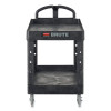 Brute Heavy-Duty Utility Cart With Lipped Shelves, Plastic, 2 Shelves, 750 Lb Capacity, 26" x 55" x 33.25", Black