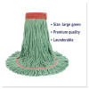 Super Loop Wet Mop Head, Cotton/Synthetic Fiber, 5" Headband, Large Size, Green, 12/Carton